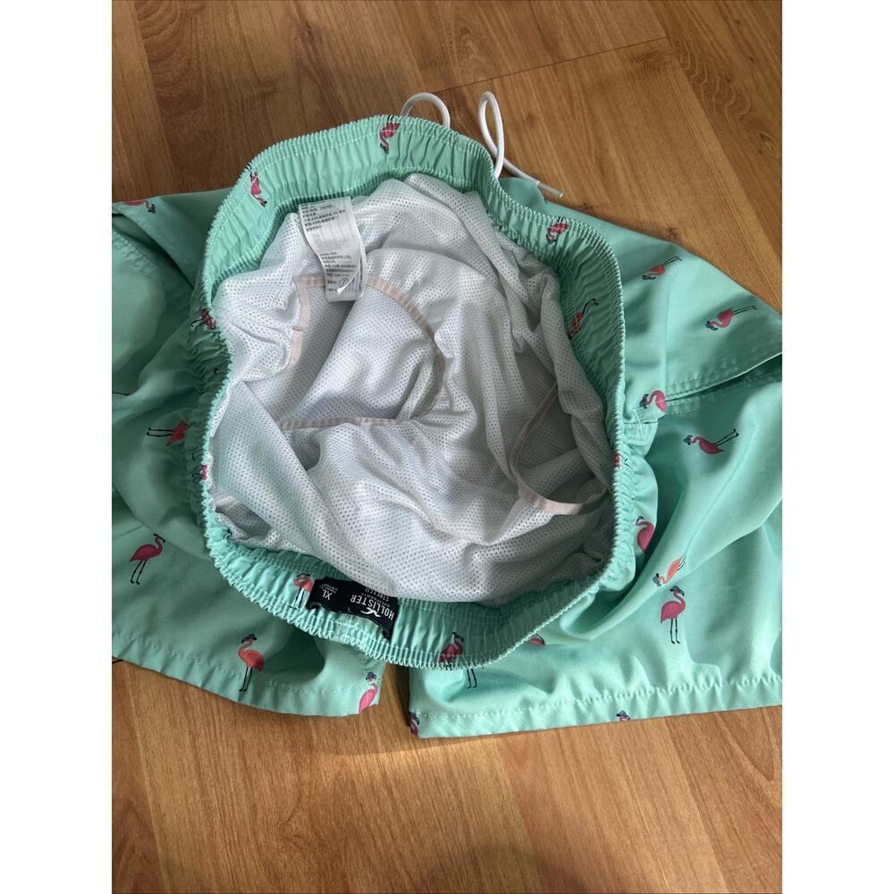 Hollister Men’s Mint Green Flamingo Swim Trunks XL Stretch Beach Vibes Pockets - Picture 6 of 9